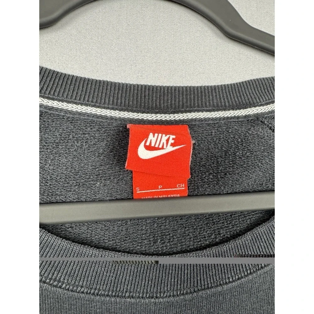 Nike Black Pullover Sweatshirt Mens Small Long Baggy Swoosh Logo Red Tag Y2K